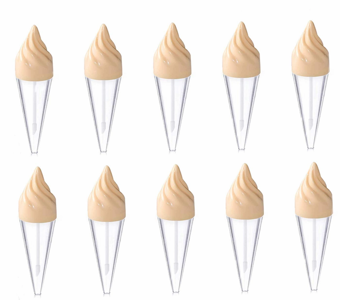 12 Pcs 5ml Empty Clear Lip Gloss Tube Bottles Ice Cream Shape Plastic Refillable Lip Glaze Tube Vials With Wand Cosmetic Container DIY Liquid Lipstick Tubes Makeup Samples,Yellow