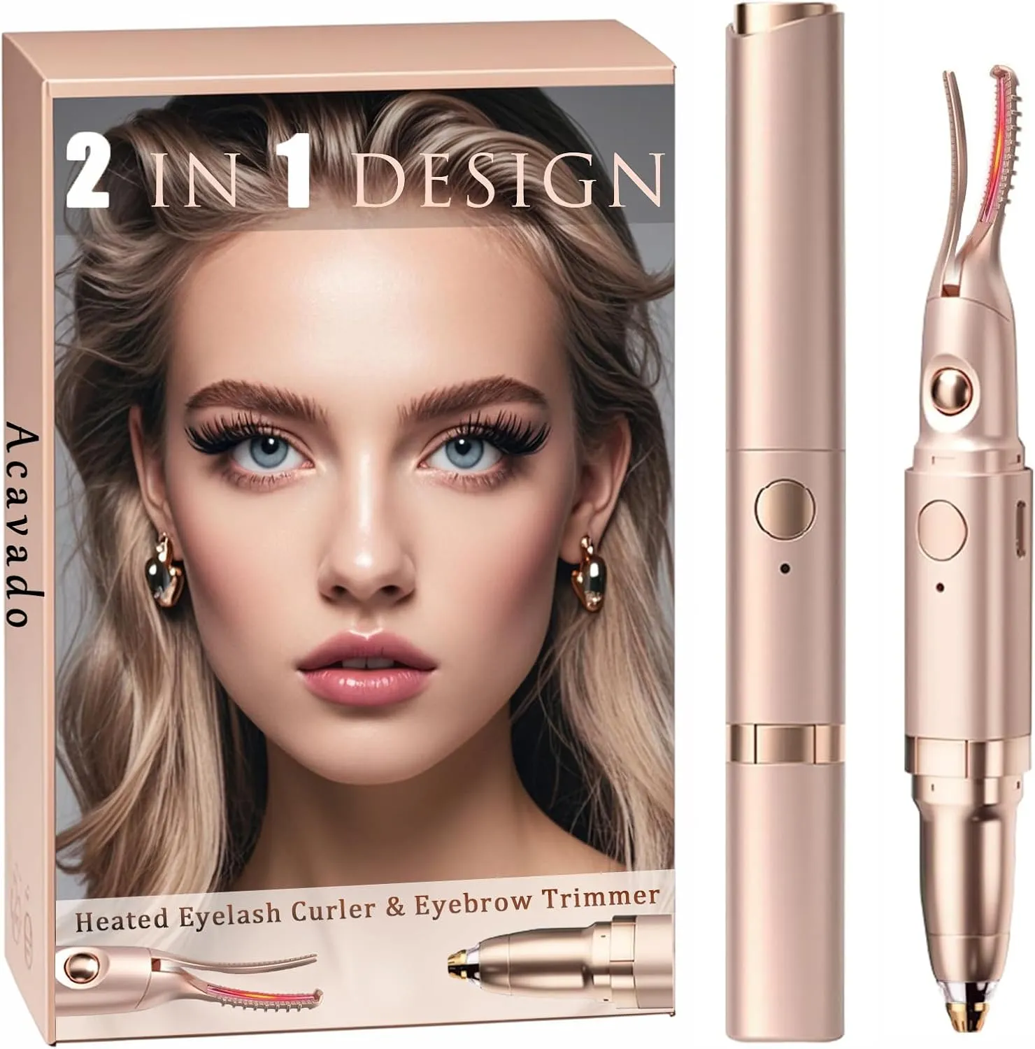 2 in 1 Heated Eyelash Curlers and Eyebrow Trimmer for Women, Electric Eyelash Curler with 2 Temperature Modes Anti-Burn USB Rechargeable Heated Eyelash Curler, Ideal Gift for Women J57
