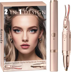 2 in 1 Heated Eyelash Curlers and Eyebrow Trimmer for Women, Electric Eyelash Curler with 2 Temperature Modes Anti-Burn USB Rechargeable Heated Eyelash Curler, Ideal Gift for Women J57