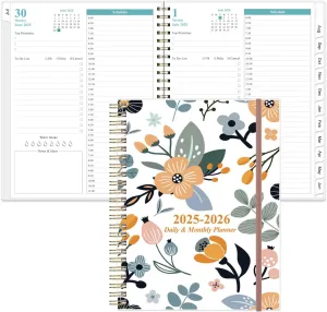 2025-2026 Daily & Monthly Planner - One Page Per Day, Daily Planner from July 2025 to June 2026, Planner 2025-2026 with 12 Monthly Tabs, 8.5" x 11", Rose Flower