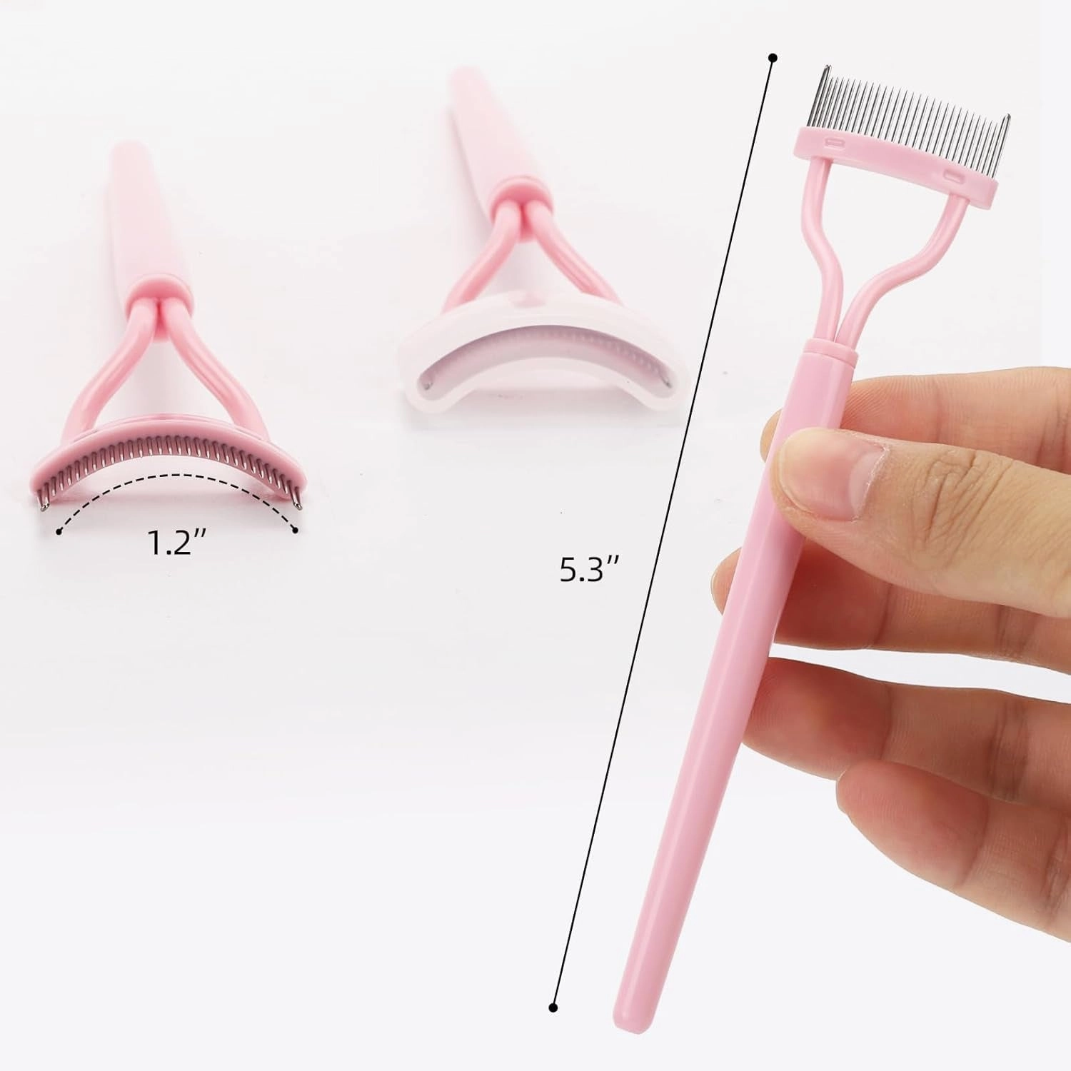 2 Pcs Eyelash Separator Tool Mascara Brushes Eyelash Comb Separator Definer Lash Comb for Combing, Separating Lashes - Light Pink