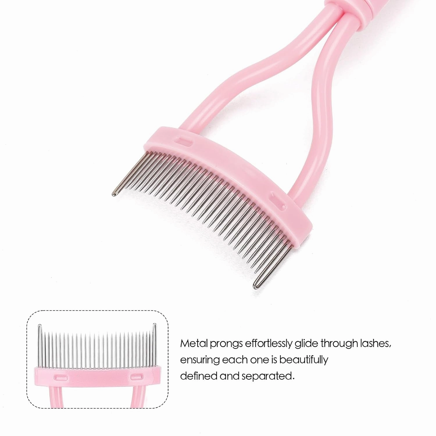2 Pcs Eyelash Separator Tool Mascara Brushes Eyelash Comb Separator Definer Lash Comb for Combing, Separating Lashes - Light Pink