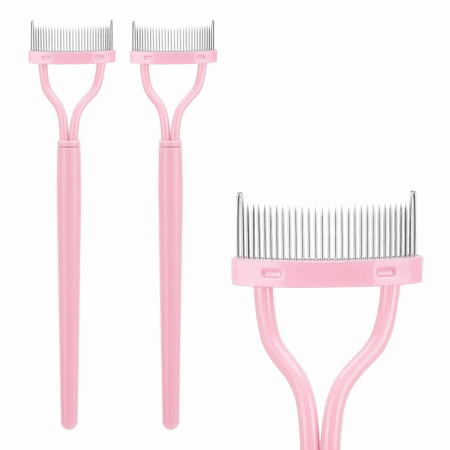 2 Pcs Eyelash Separator Tool Mascara Brushes Eyelash Comb Separator Definer Lash Comb for Combing, Separating Lashes - Light Pink