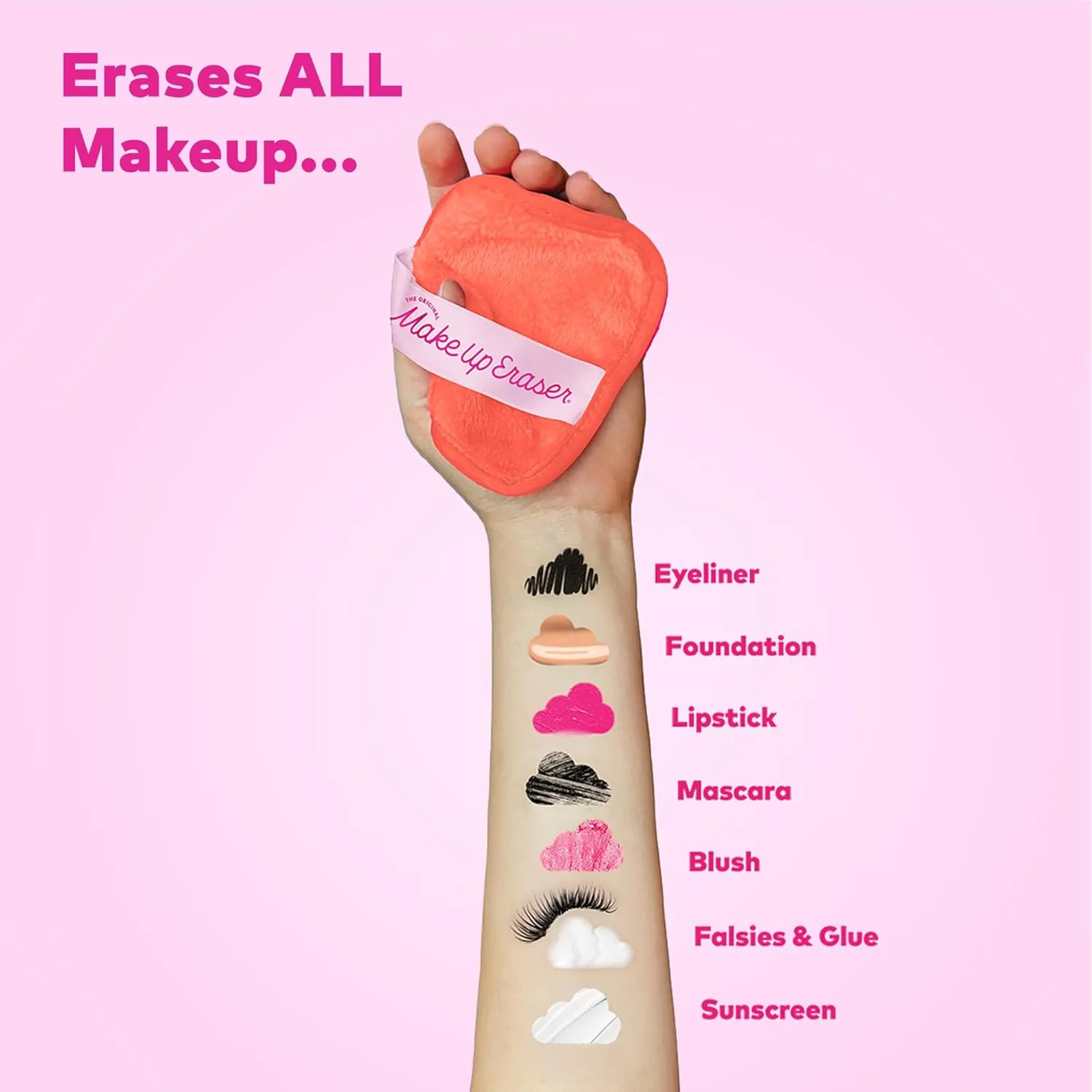 7-Day Set, Erase All Makeup with Just Water, Including Waterproof Mascara, Eyeliner, Foundation, Lipstick, Sunscreen, and More! 7ct