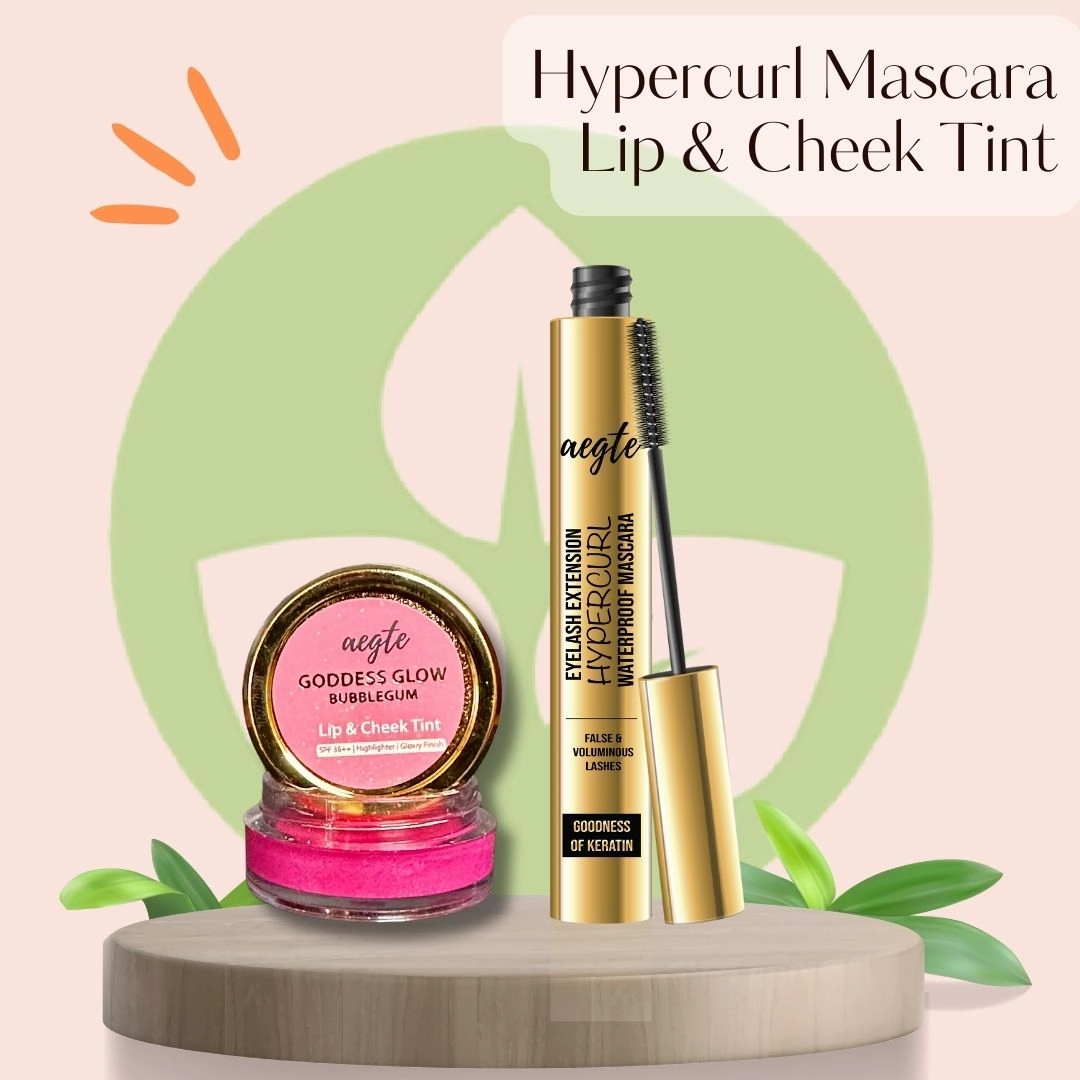 Aegte Organics Lip and Cheek Tint Balm & Eyelash Extension Hypercurl Waterproof Mascara