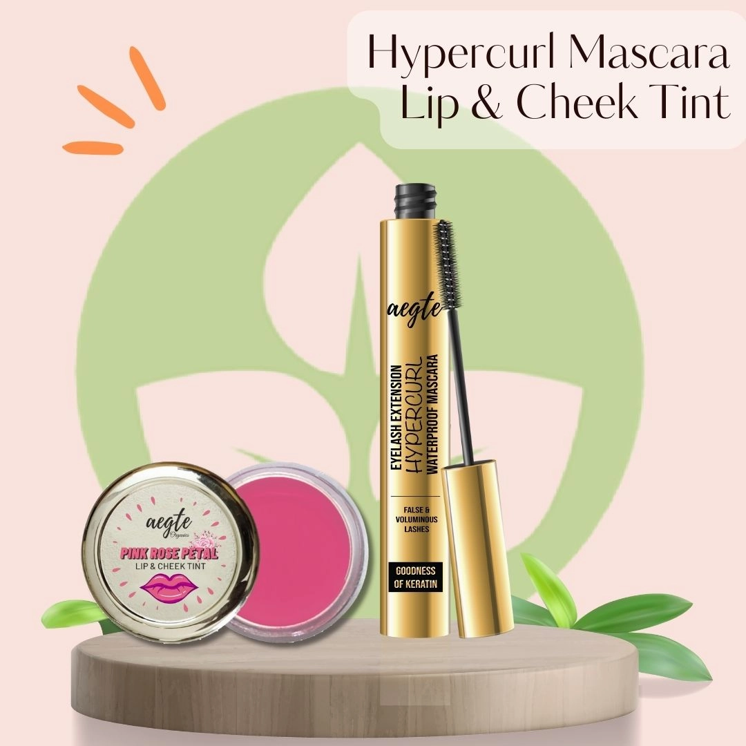 Aegte Organics Lip and Cheek Tint Balm & Eyelash Extension Hypercurl Waterproof Mascara