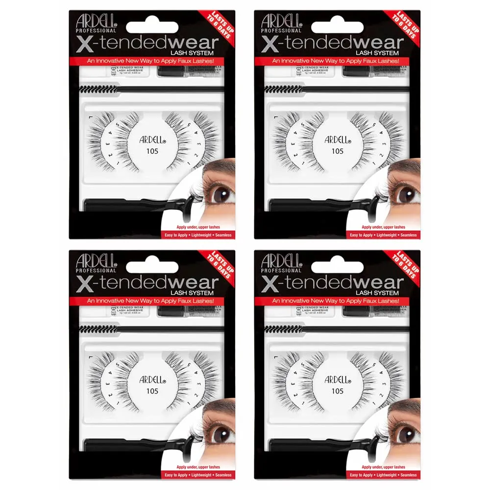 Ardell Individual Lashes X-tended Wear 105 - Long-Lasting DIY Lash Clusters, Eyelash Extensions Kit, 4 Pack