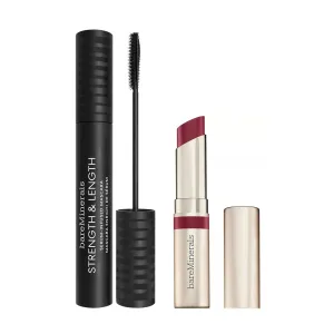 bareMinerals Strength & Length Serum-Infused Black Mascara   Dewy Lip Gloss-Balm