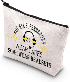 BDPWSS 911 Dispatcher Gift Dispatcher Appreciation Gift Not All Superheroes Wear Capes Some Wear Headsets Zipper Pouch (hero wear headset)