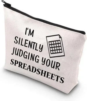 BDPWSS Accountant Makeup Bag Funny CPA Accountant Gift CPA Graduation Gift I'm Silently Judging Your Spreadsheets Gift For Bookkeeper Auditor (judging spreadsheets)