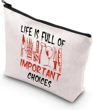 BDPWSS Horror Movie Makeup Bag Horror Movie Characters Gift Life Is Full Of Important Choices Horror Movie Fans Gift (Life Full Of Choices)
