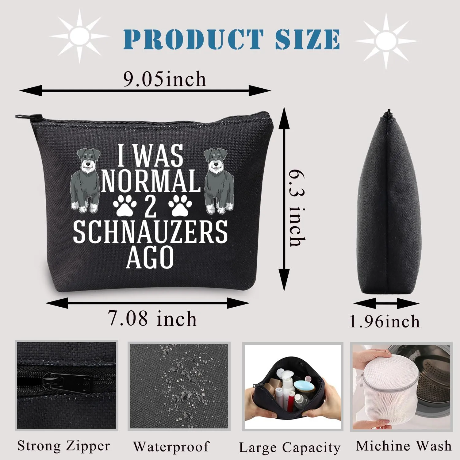 BDPWSS Schnauzer Makeup Bag Schnauzer Lover Gift I Was Normal 2 Schnauzers Ago Schnauzer Mom Gift Schnauzer Dog Owner Gift (Normal 2 Schnauzers BL)
