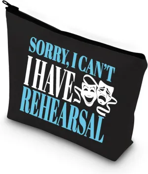 BDPWSS Theater Makeup Bag Drama Actor Actress Gifts Comedy Tragedy Mask Theatre Bag Sorry i Can't i Have Rehearsal Funny Drama Student Gift (I Have Rehearsal bl)