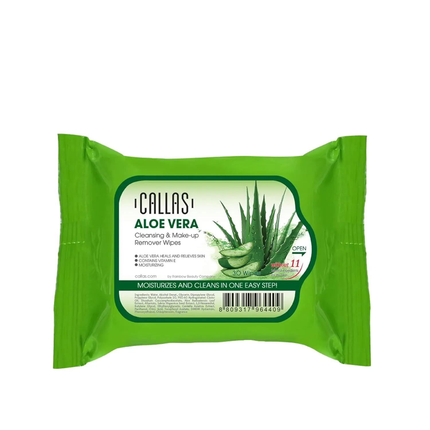 Callas Cleansing, Makeup Remover Wipes (30 Count x 12 Pack) (Aloe Vera)