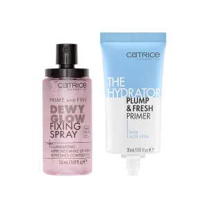 Catrice | Prime & Fine Illuminating & Dewy Glow Spray Bundle Hydrator Primer | Full Coverage Makeup | Vegan & Cruelty Free