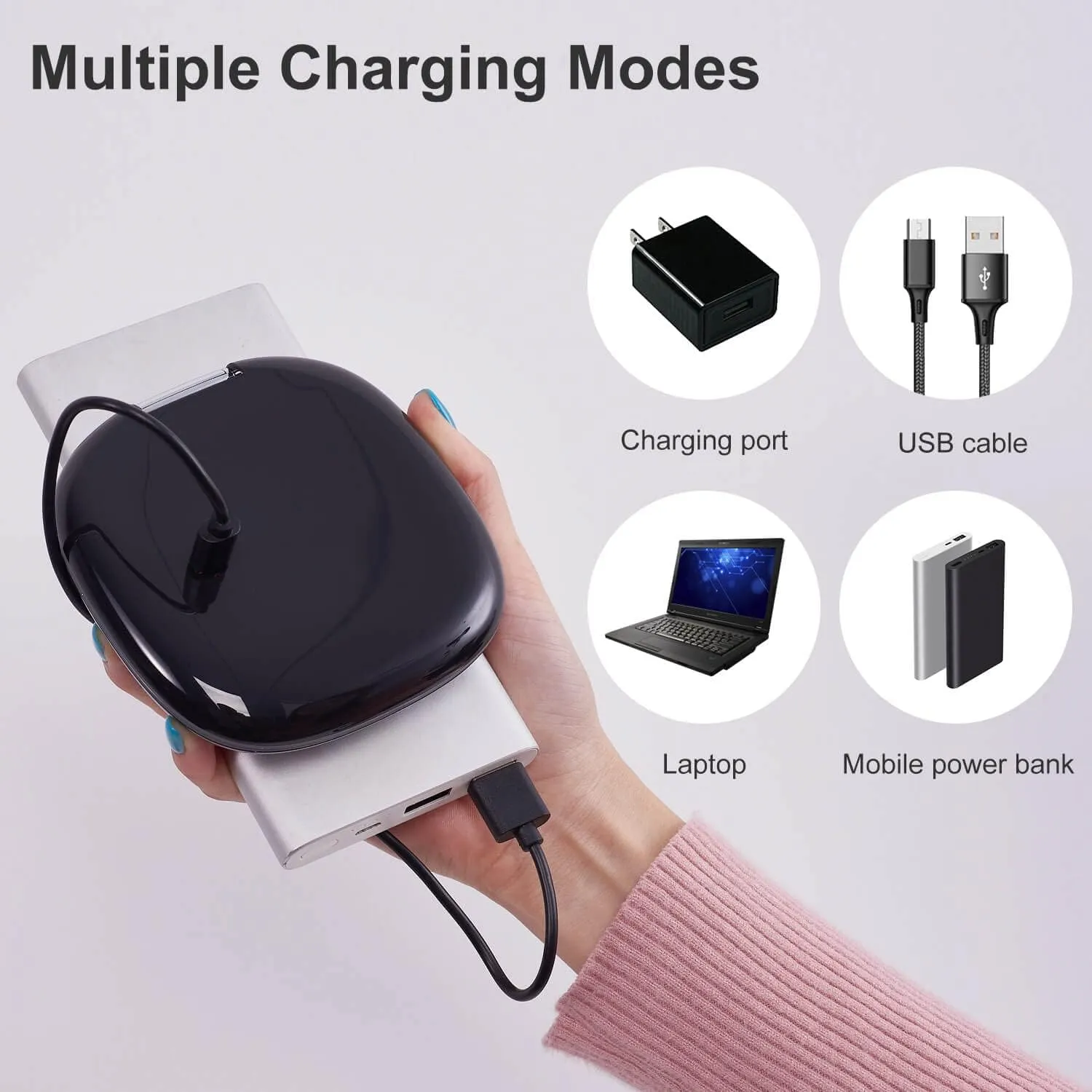 Compact LED Magnifying Travel Makeup-Mirror - 4 inches 1X/10X Magnification Small Hand Pocket Dimmable Double Sided USB Rechargeable Touch Screen, Portable Tabletop Cosmetic (Black)