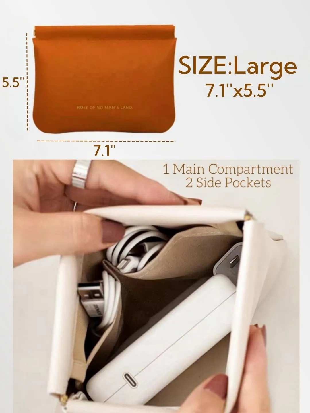 Cosmetic Bags for Women Small Makeup Bag for Purse Pu Leather Makeup Pouch Travel Makeup Bag with Zipper Make Up Bag for Travelling (Brown)