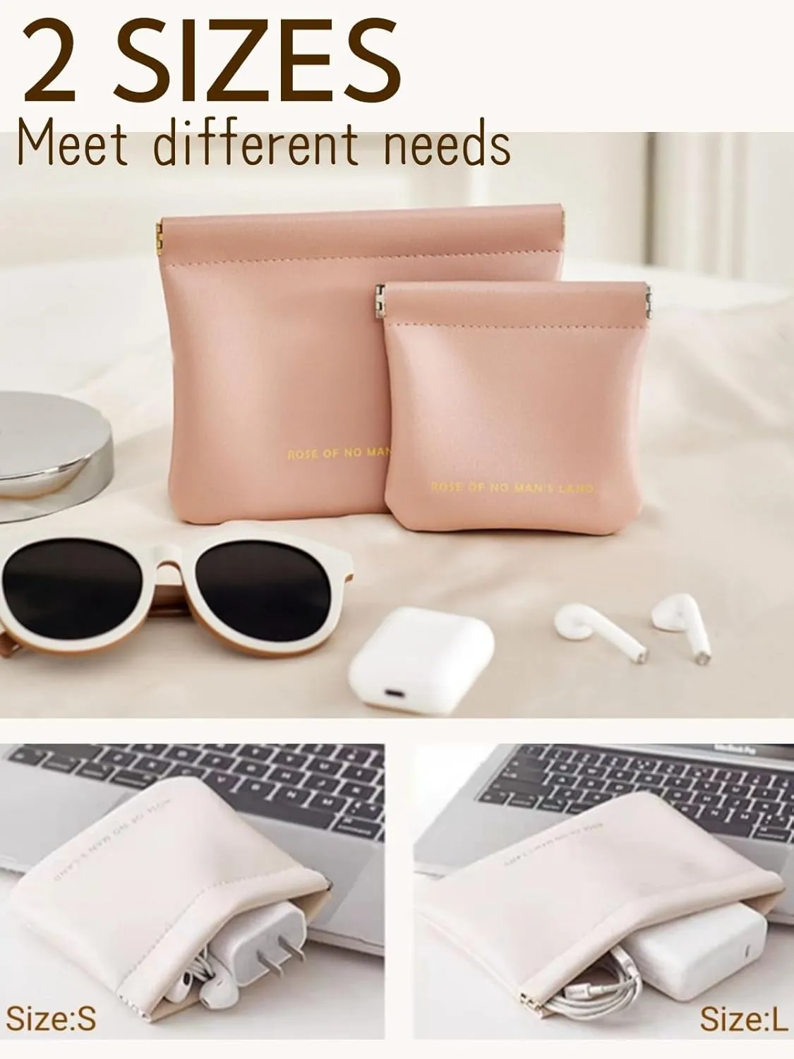 Cosmetic Bags for Women Small Makeup Bag for Purse Pu Leather Makeup Pouch Travel Makeup Bag with Zipper Make Up Bag for Travelling (Pink)