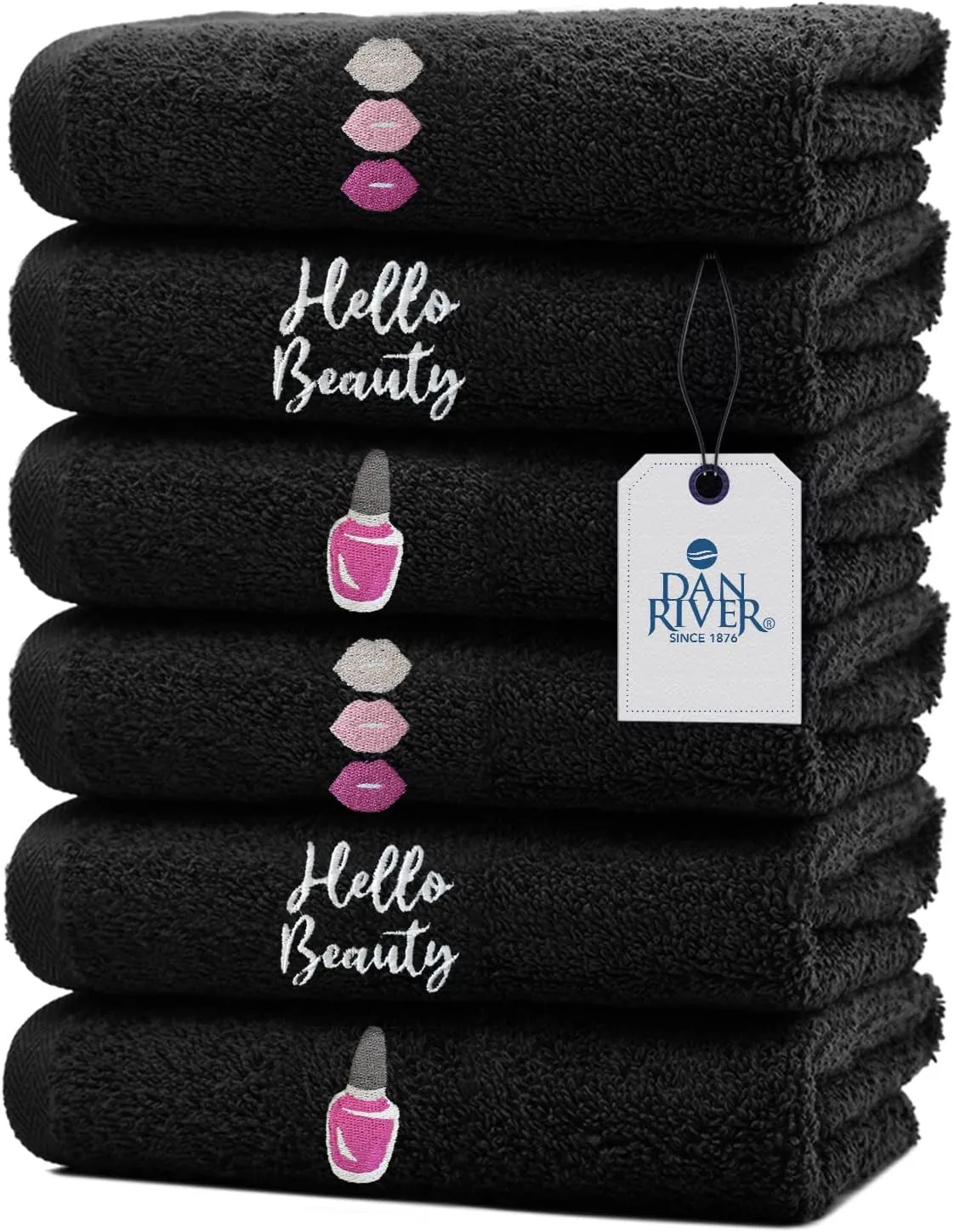 DAN RIVER Makeup Towel 100% Spun Cotton - (Pack of 6) Luxuriously Soft Reusable Makeup Remover Cloth, Facial Cleansing Cloth, of 6 13x13 Inch, Black Towels – Hello Beauty