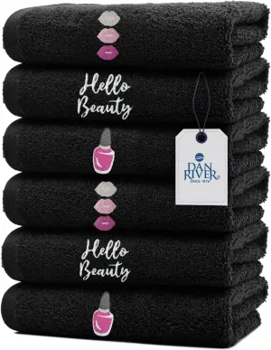 DAN RIVER Makeup Towel 100% Spun Cotton - (Pack of 6) Luxuriously Soft Reusable Makeup Remover Cloth, Facial Cleansing Cloth, of 6 13x13 Inch, Black Towels – Hello Beauty