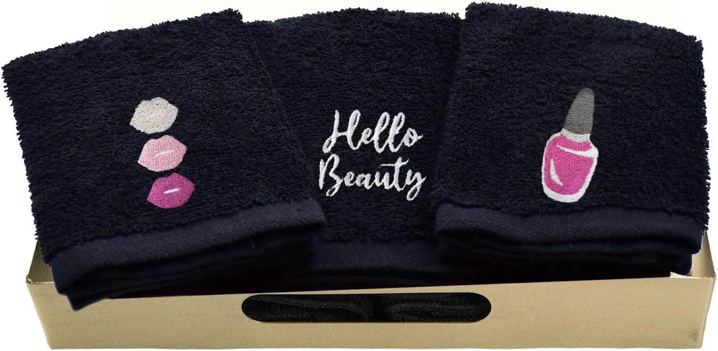 DAN RIVER Makeup Towel 100% Spun Cotton - (Pack of 6) Luxuriously Soft Reusable Makeup Remover Cloth, Facial Cleansing Cloth, of 6 13x13 Inch, Black Towels – Hello Beauty