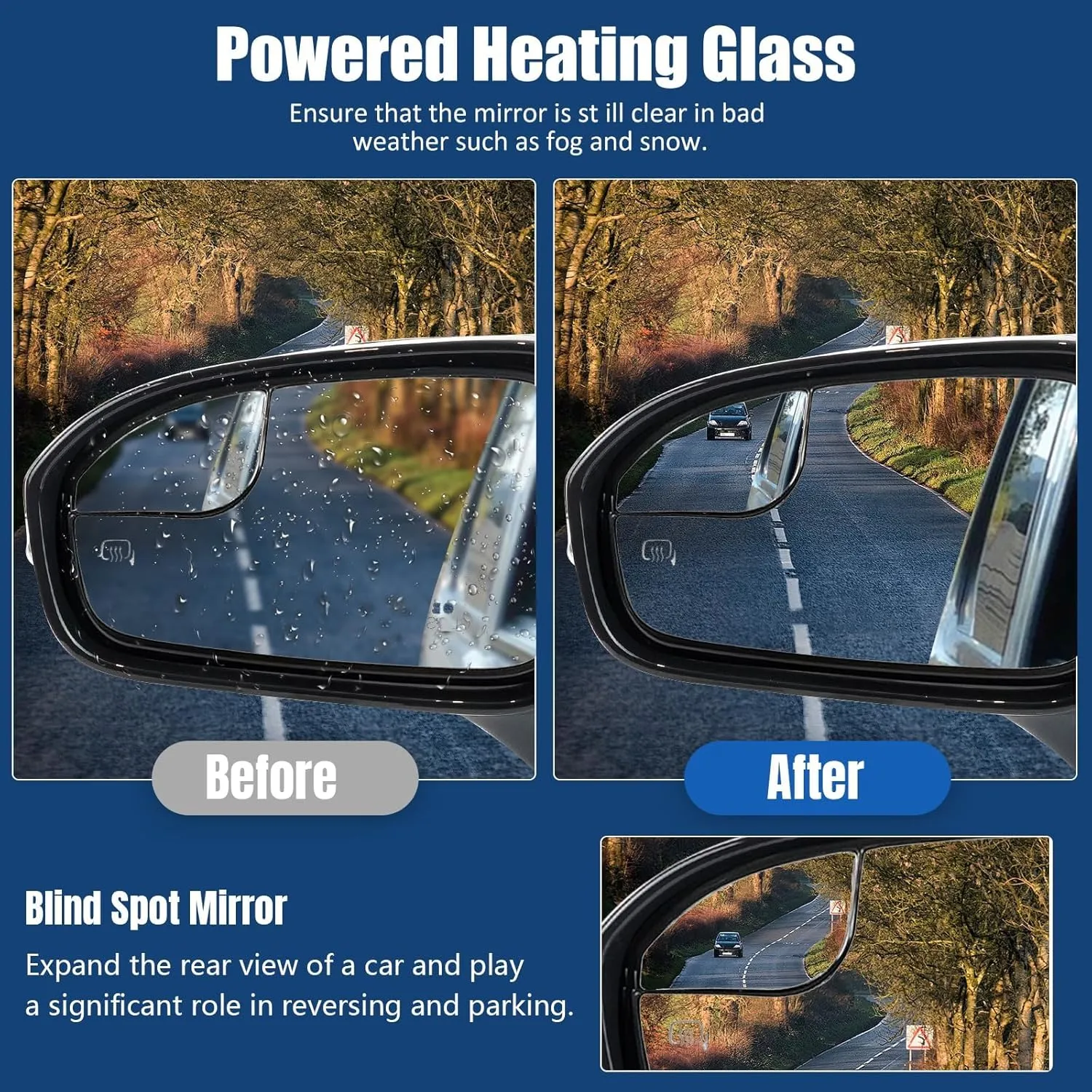 Driver Side Mirror Assembly Compatible with Ford Fusion Sedan 2013-2016 S SE Hybrid, with Power Heated, Turn Signal, Puddle Lights, Blind Spot Mirror Replace ‎DS7Z17683BA (Left Unpainted)