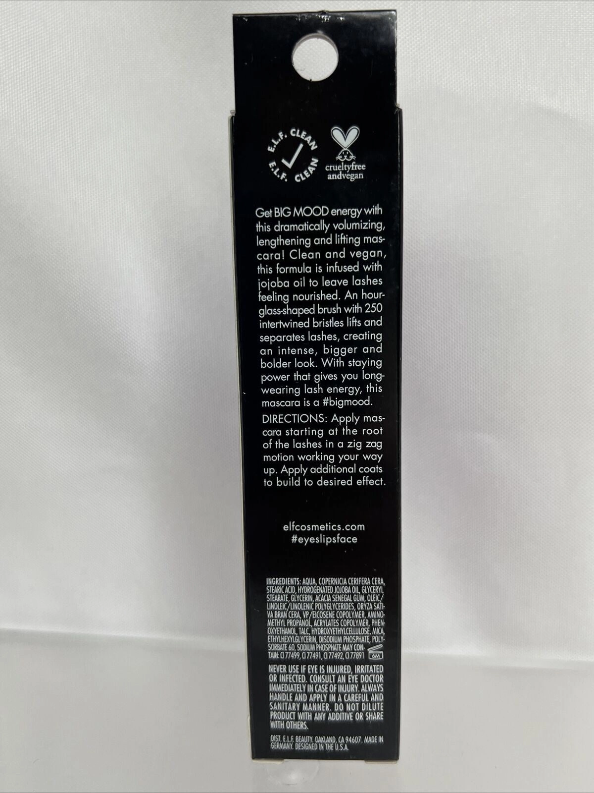 e.l.f. Deep Brown  Big Mood Mega Volume & Lifting Mascara Hourglass  Brush 82342