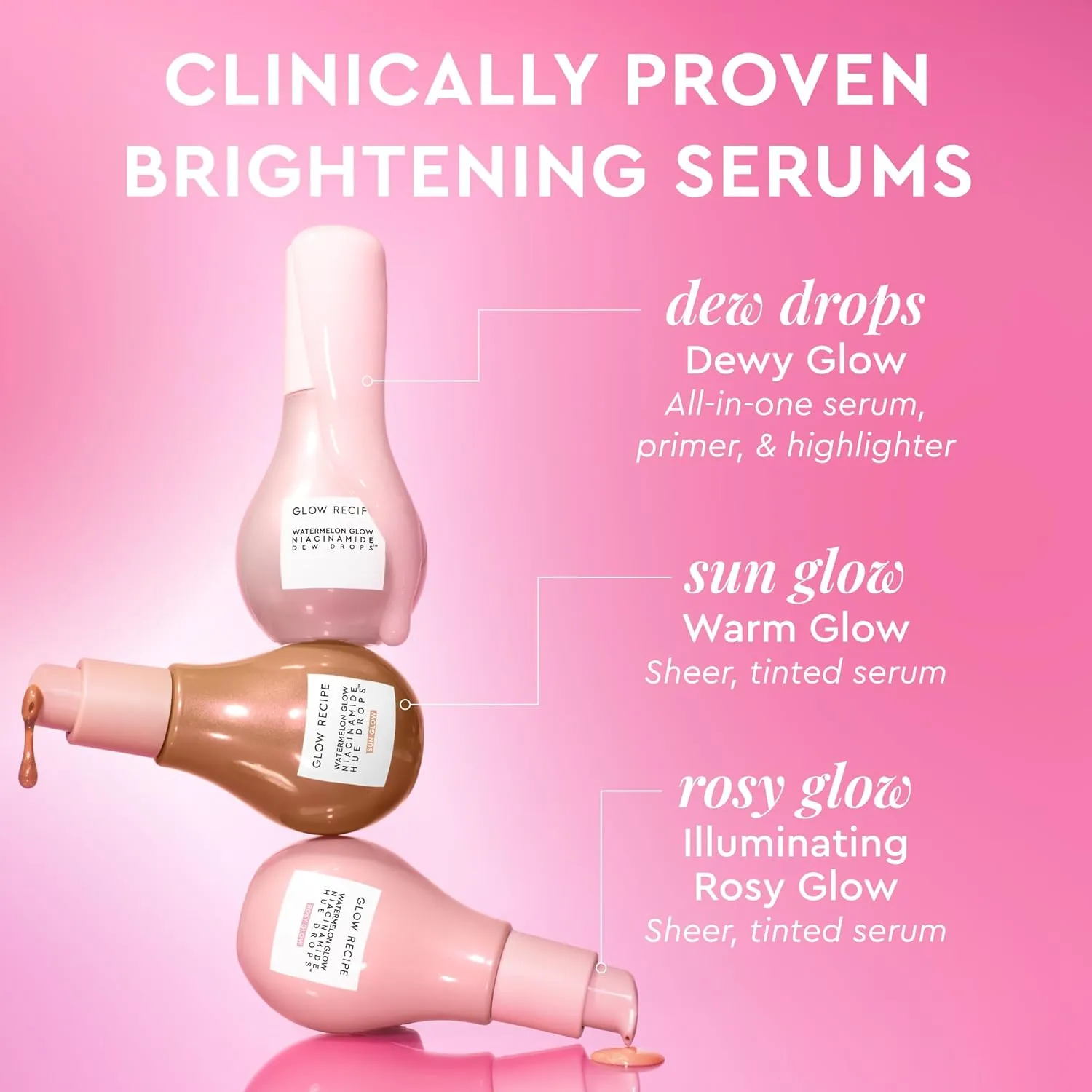 Glow Recipe Hue Drops Tinted Face Serum - Illuminating Glow Drops to Brighten & Hydrate - Skincare Makeup Primer & Liquid Highlighter to Blur Pores for a Radiant, Even Skin Tone - Rosy Glow (40ml)