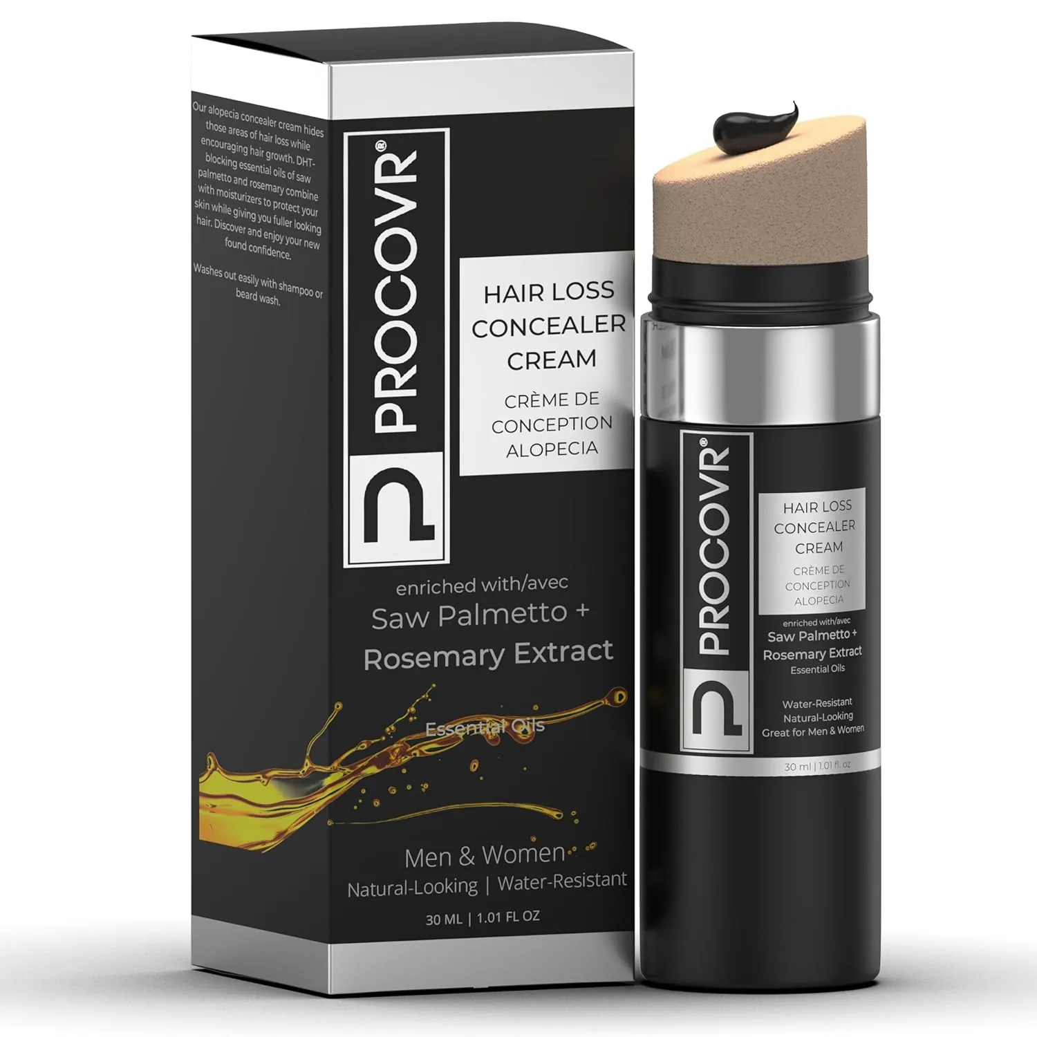Hair Loss Concealer Cream - The ORIGINAL Thinning & Balding Hairline Enhancer, Hair Mascara for Natural Coverage & Thicker Appearance (Smoke Black FBA)