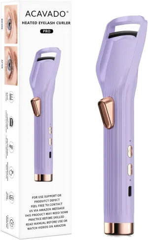 Heated Eyelash Curler Premium PRO - Fast Heat up in 8s - 24 Hours Long Lasting - Rechargeable Electric Eyelash Curler with Type-C, Innovative L Silicone, 2 Heat Modes, Anti-Burn Eyelid