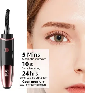 Heated Eyelash Curlers - Fast Heat up Within 10s - 24 Hours Long Lasting - Rechargeable Electric Eyelash Curler with Type-C, with 4 Heating Modes Anti-Burn Mini Lash Curler with LED Display-Black