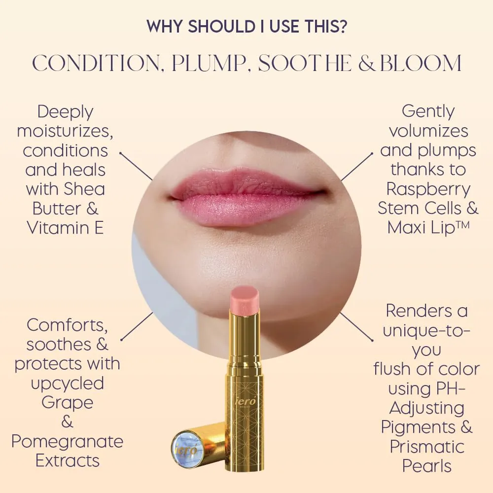 ieró Beauty 3-in-1 Moisturizing Vegan Tinted Lip Balm: Hydrating, Soothing Lip Serum   Plumping Balm   pH Reactive Tint | Shea Butter & Vitamin E | Antioxidant-rich Long Lasting Lip Care Paraben Free