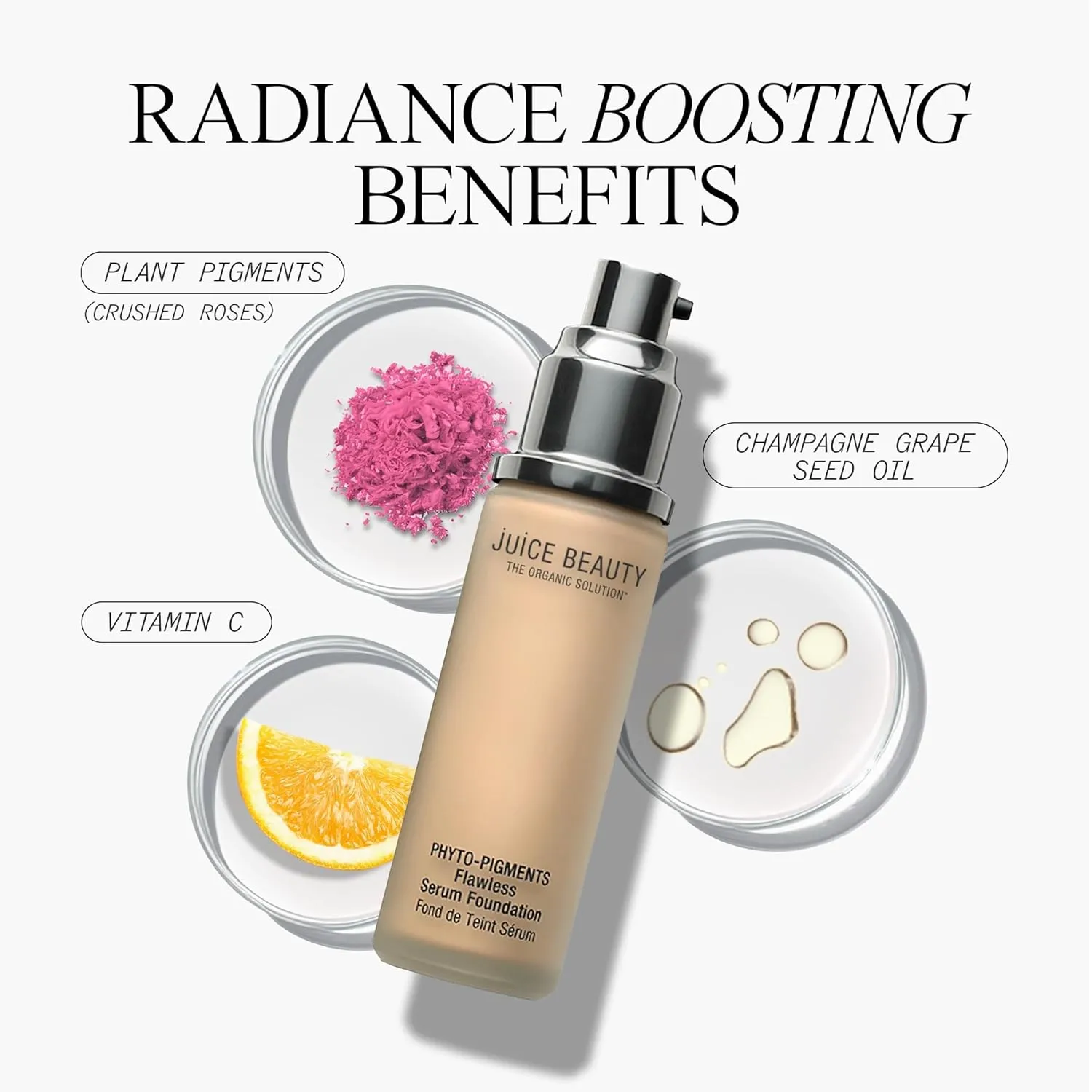 Juice Beauty Phyto-Pigments Flawless Serum Foundation - 12 Desert Beige - 30 mL - Medium-to-Full, Long-Lasting Coverage - Reduces Look of Wrinkles   Pores - Vegan, Cruelty Free