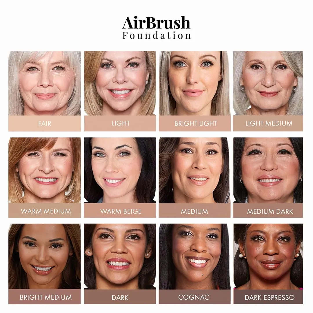 MagicMinerals AirBrush Foundation Set by Jerome Alexander - Complete 5pc Spray Makeup Set with Foundation, Primer, and Setting/Finishing Spray - for Smooth, Radiant Skin (Light)