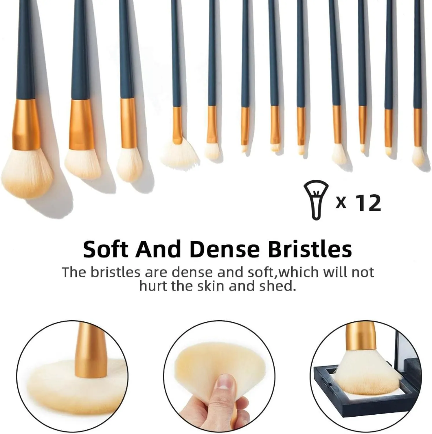 Makeup Brush Organizer Bag, Portable Travel Cosmetic Brush Case with 12 Makeup Brushes, Watermelon Seeds Texture Summer Foldable Makeup Cup for brushes, Eyebrow Pencil