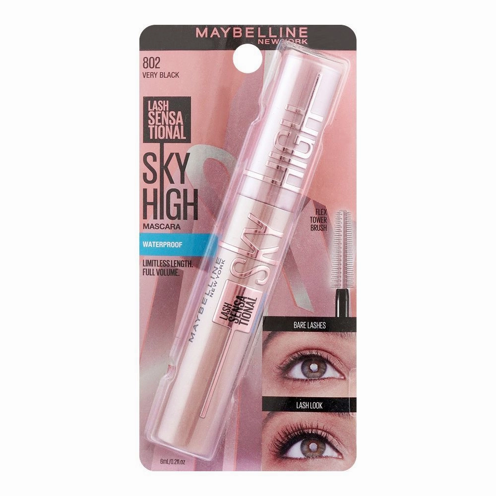 Maybelline Lash Sensational Sky High Waterproof Mascara, 02, Very Black, 6ml
