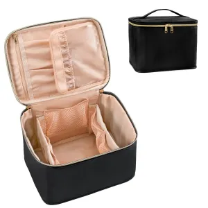 OCHEAL Travel Makeup Bag, Cosmetic Bags for Women Makeup Case Organizer Large Capacity Travel Toiletry Bag Storage Bags with Divider and Handle for Cosmetics Toiletries Brushes Tools-Large, Black