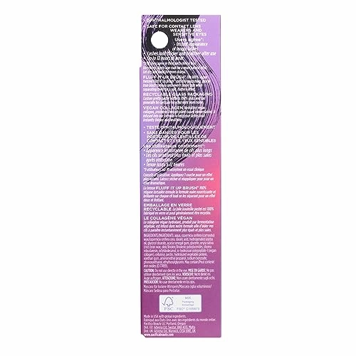 Pacifica Vegan Collagen Fluffy Lash Mascara – Black Thickening & Lengthening Mascara with Plant Fibers, Full Fluffy Lashes, Vegan & Cruelty-Free, 0.24 oz