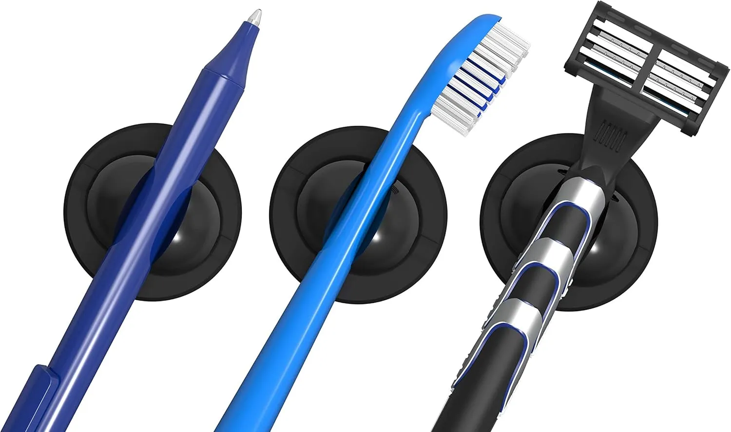 Schneider Klick-Fix Universal Holder (Self-Adhesive Holder for Toothbrushes, Cables, Pens and Much More up to 150 g) Set of 5 Black
