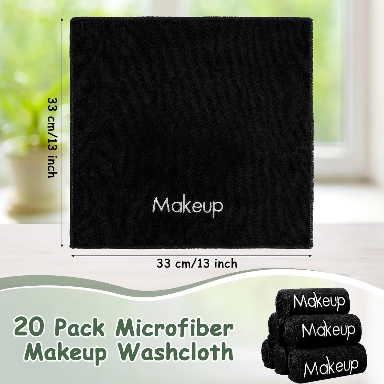Shimeyao 20 Pack Makeup Towels Black Makeup Washcloths for Face Microfiber Remover Cloth 13x13 Inch Quick Dry Face Towels for Cleansing Hand