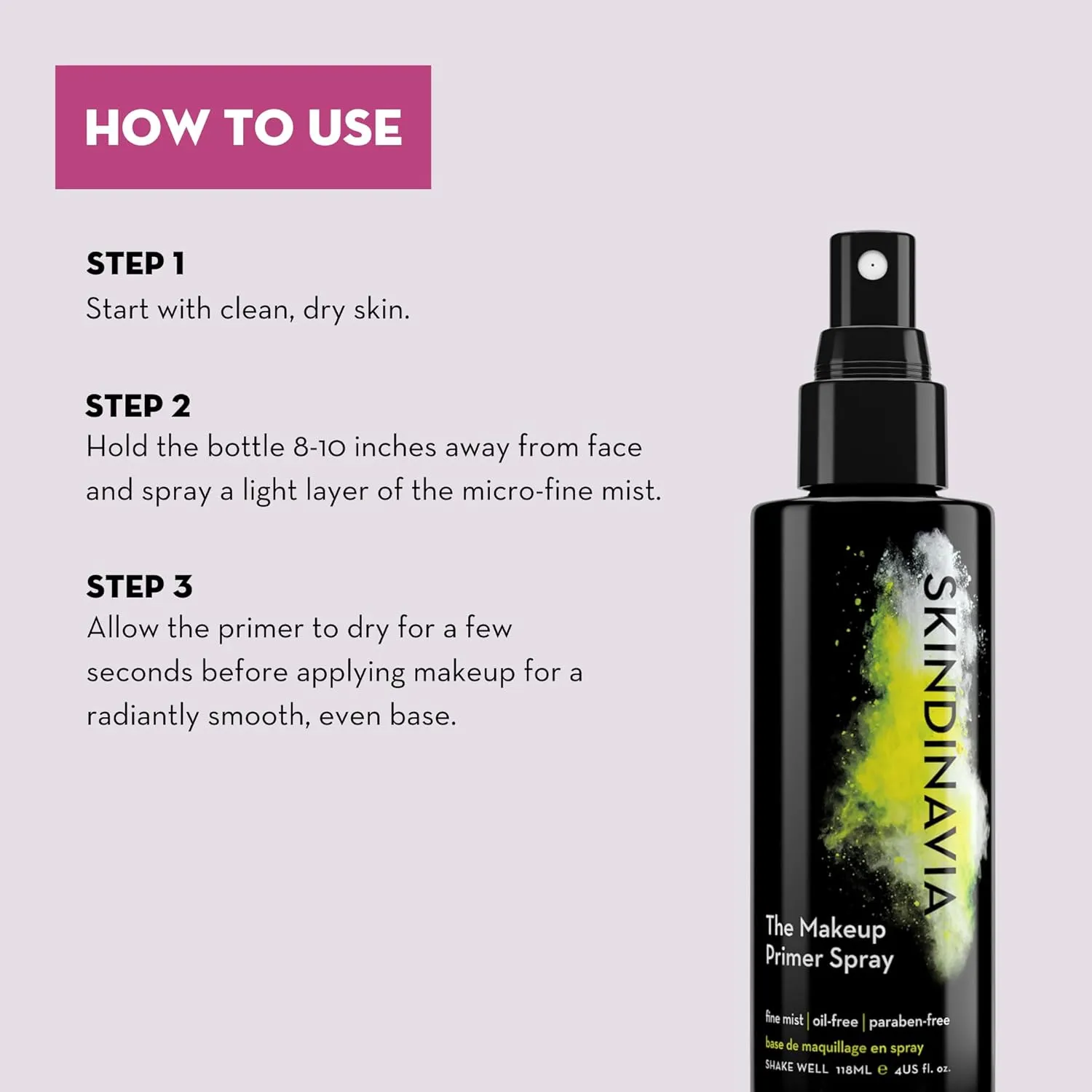 Skindinavia The Makeup Primer Spray - Hydrating Spray On Base Layer For Normal & Combination Skin - Professional Pore Minimizing Primer Mist for Face (8 Oz)