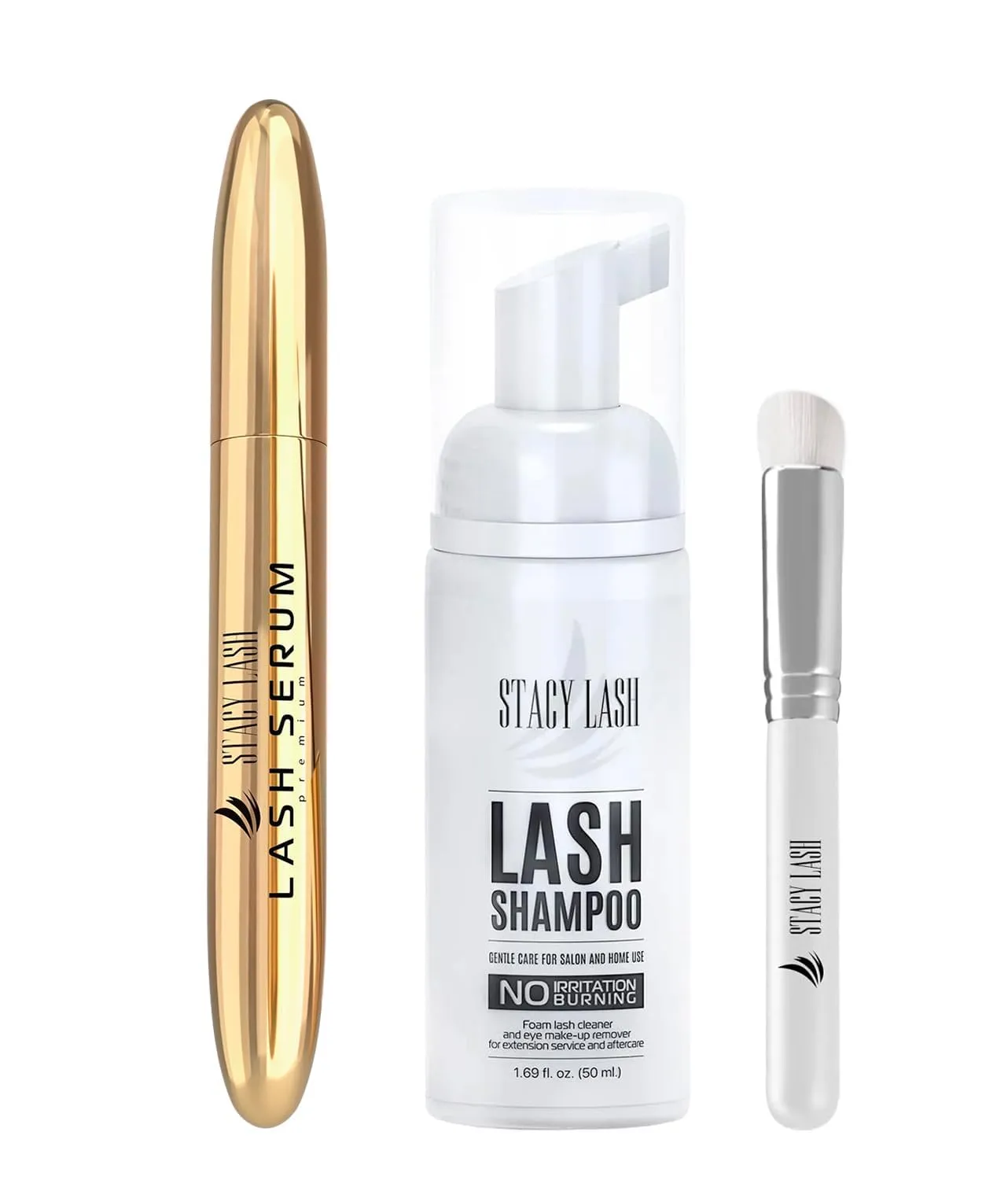 STACY LASH Lash Shampoo 50ml  Eyelash Growth Serum Eye Makeup Remover   Lash Serum for Eyelash Growth and Thickness/Lash Cleaning Kit of Lash Cleanser   Brush & Eyelash Serum to Grow Lashes