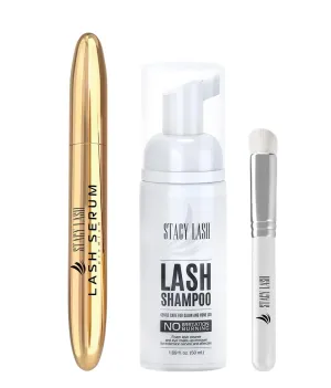 STACY LASH Lash Shampoo 50ml  Eyelash Growth Serum Eye Makeup Remover   Lash Serum for Eyelash Growth and Thickness/Lash Cleaning Kit of Lash Cleanser   Brush & Eyelash Serum to Grow Lashes