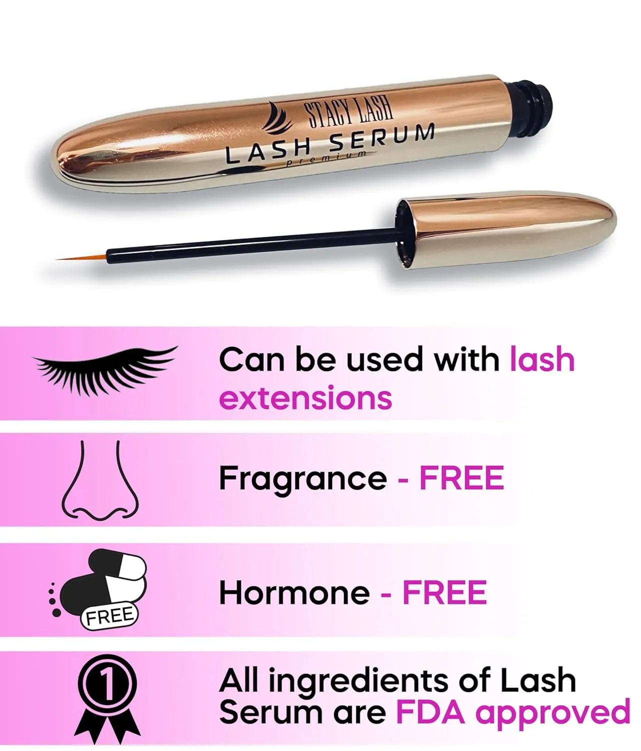 STACY LASH Lash Shampoo 50ml  Eyelash Growth Serum Eye Makeup Remover   Lash Serum for Eyelash Growth and Thickness/Lash Cleaning Kit of Lash Cleanser   Brush & Eyelash Serum to Grow Lashes