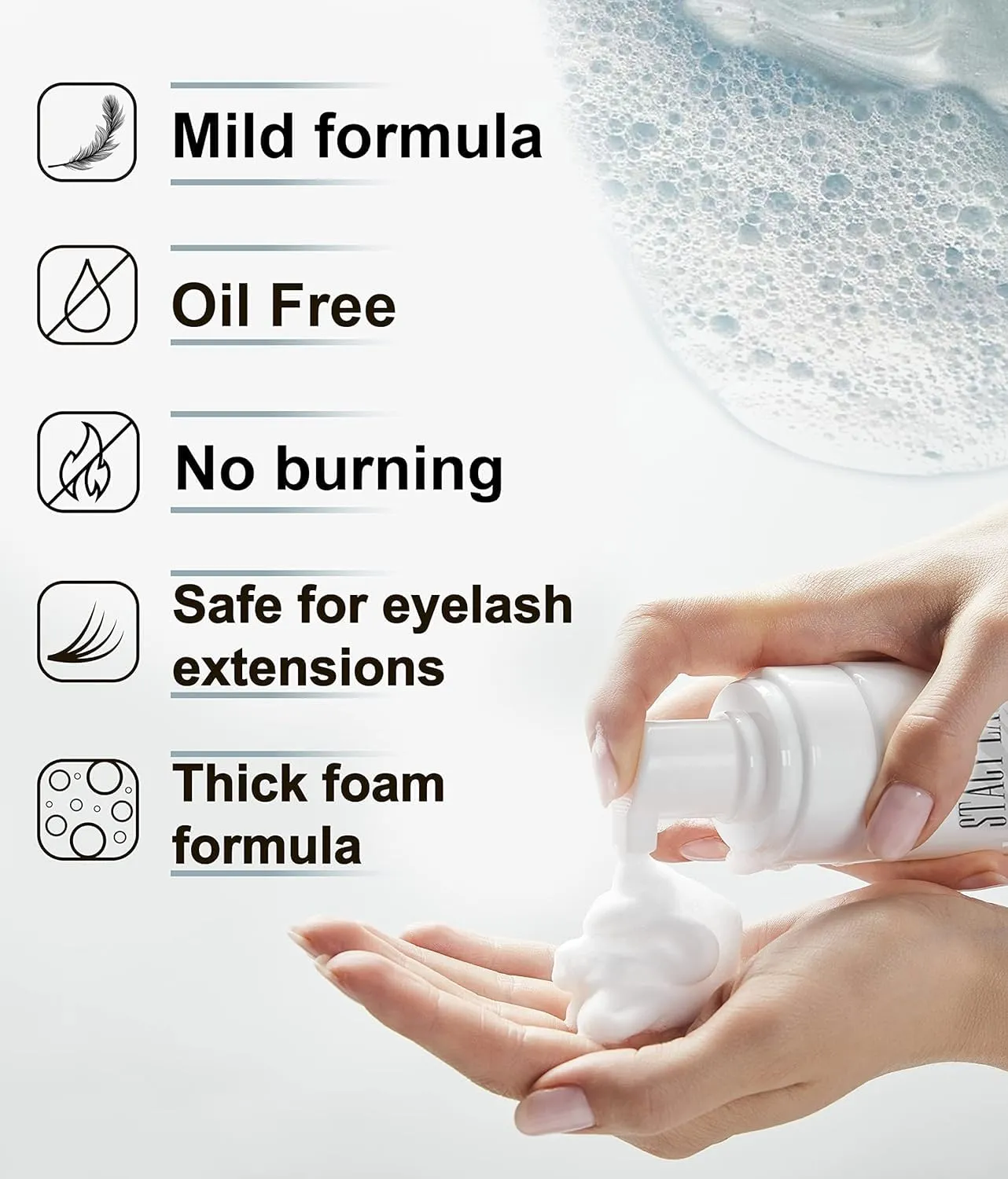 STACY LASH Lash Shampoo 50ml  Eyelash Growth Serum Eye Makeup Remover   Lash Serum for Eyelash Growth and Thickness/Lash Cleaning Kit of Lash Cleanser   Brush & Eyelash Serum to Grow Lashes
