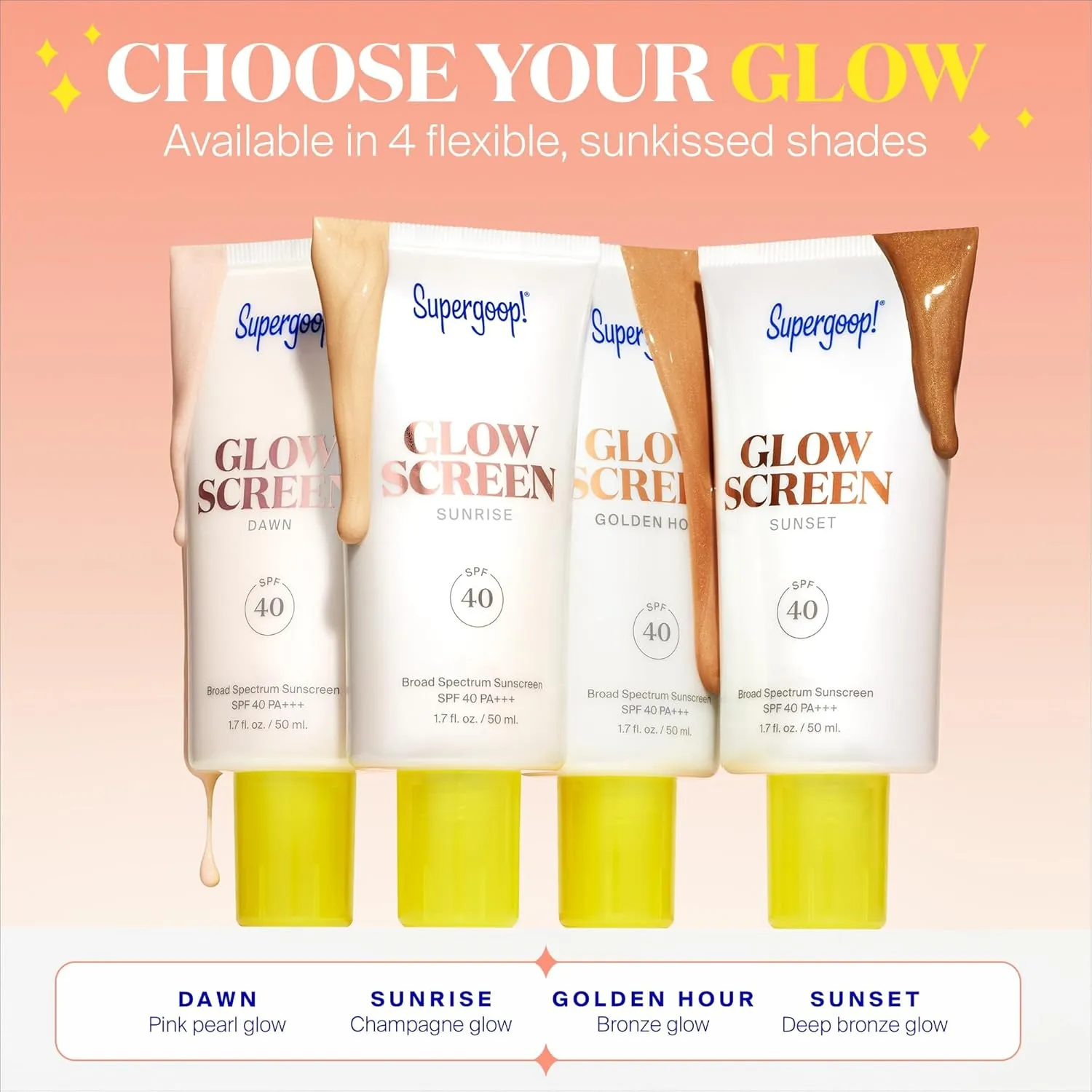 Supergoop! Glowscreen SPF 40, Golden Hour (Bronze Glow) - 1.7 fl oz - Glowy Primer   Broad Spectrum Tinted Sunscreen - Helps Filter Blue Light - Hydration - Hyaluronic Acid & Vitamin B5