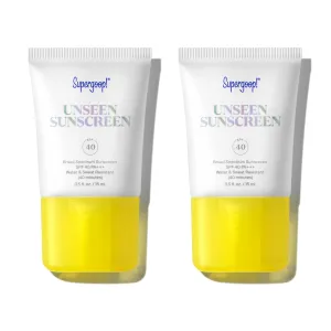 Supergoop! Unseen Sunscreen - SPF 40 - Invisible, Broad Spectrum Face Sunscreen   Makeup-Gripping Primer - Weightless, Scentless, Oil Free - For All Skin Types & Skin Tones - 0.5 fl oz - Pack of 2