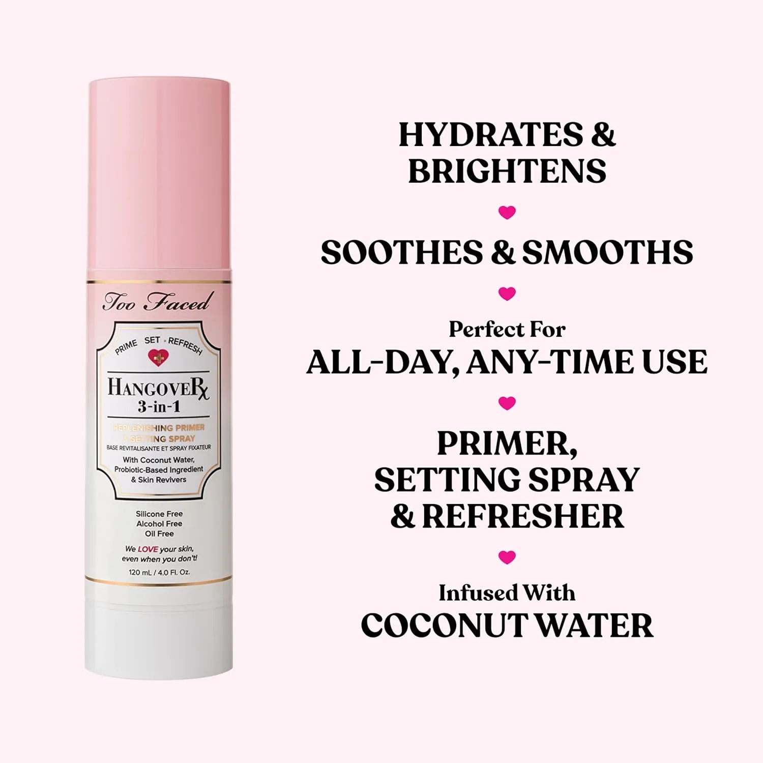 Too Faced Hangover 3-in-1 Primer & Setting Spray |Long Lasting   Hydrating