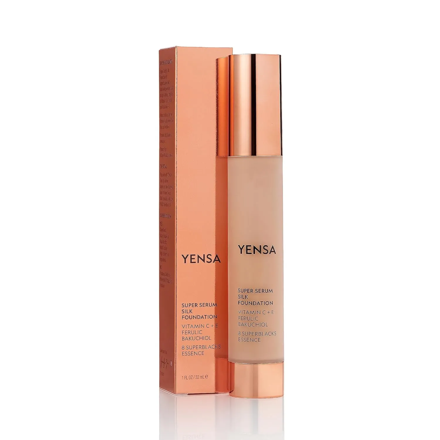 YENSA Serum Foundation Makeup - Super Silk Full Coverage Foundation Enriched with Peptides, Vitamin C & Ferulic Acid to Help Reduce Fine Lines, Wrinkles & Dark Circles - Fair 3 (1 oz)