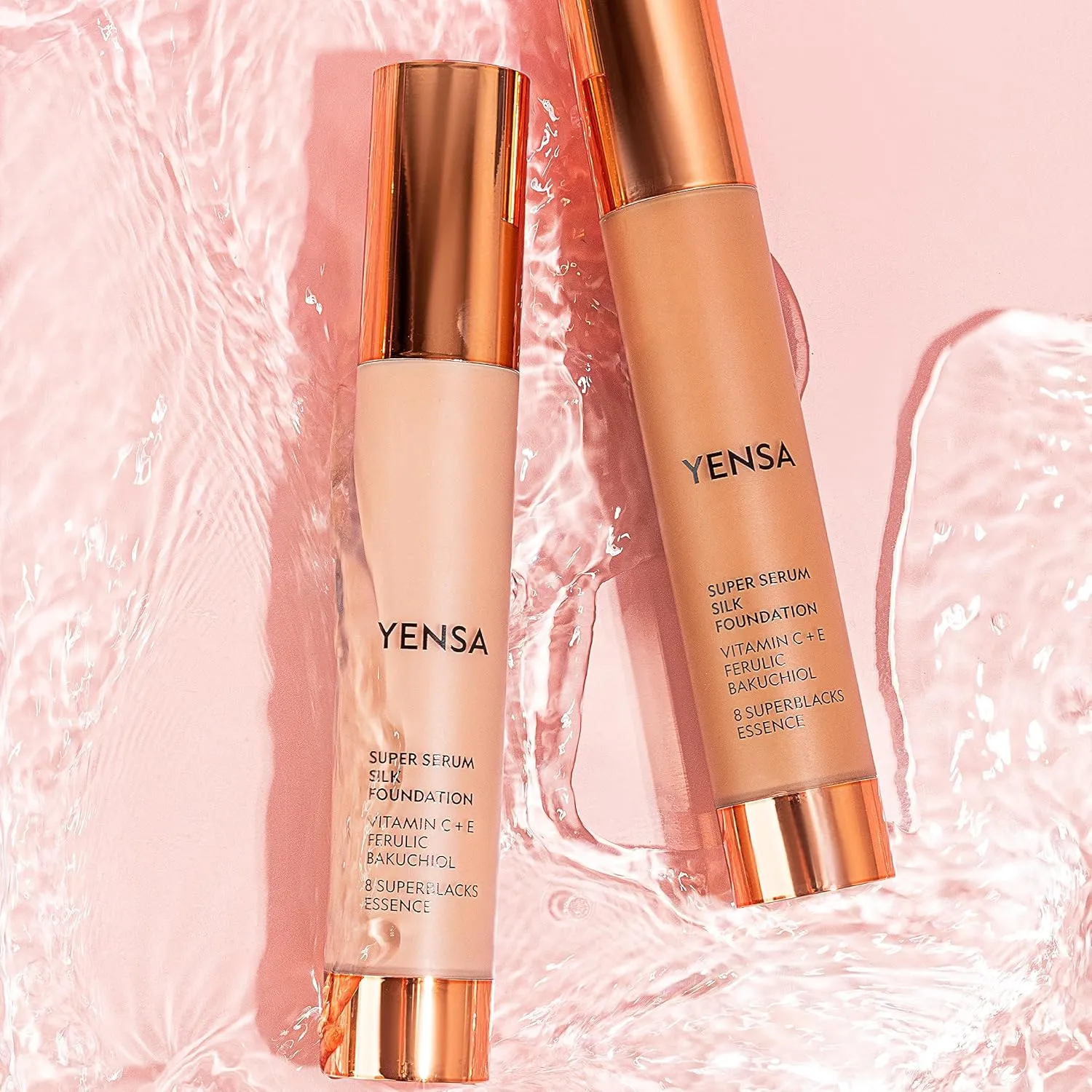 YENSA Serum Foundation Makeup - Super Silk Full Coverage Foundation Enriched with Peptides, Vitamin C & Ferulic Acid to Help Reduce Fine Lines, Wrinkles & Dark Circles - Fair 3 (1 oz)
